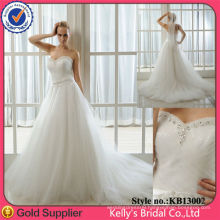 2015 best sale bright tulle sweetheart neckline embellishment beaded side with nailing wedding gowns and bridal dress